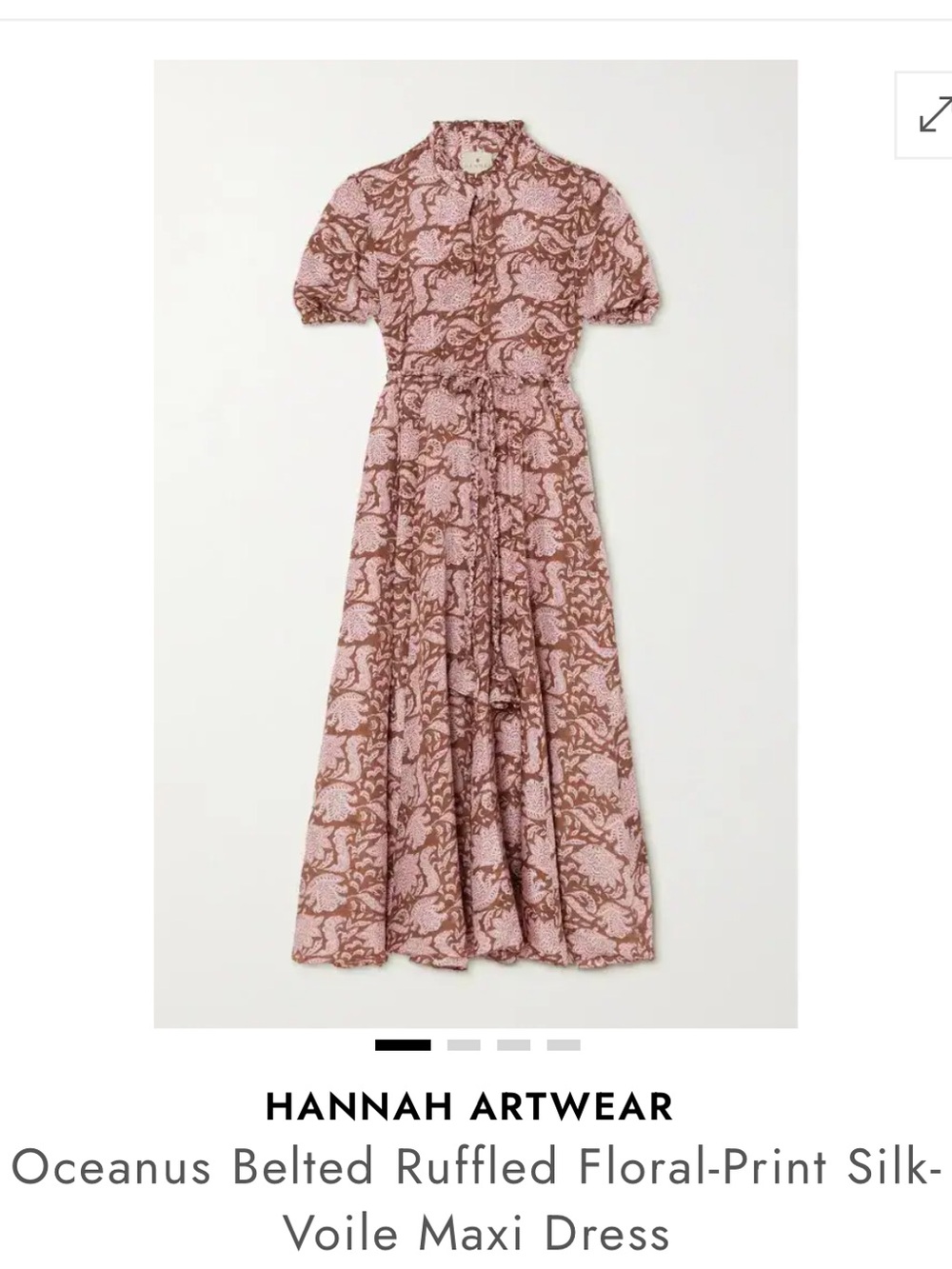 Hannah Artwear Oceanus Belted Ruffle Floral Silk-Voile Maxi Dress | Size 2